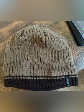 E.SPORT Two-Tone Knit Beanie - Brown & Dark Brown